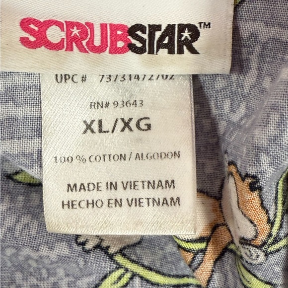 Scrubstar Scrub Top XL Grey Cartoon Monkey Jungle Scrubs Uniform Nurse Cotton - Picture 5 of 5